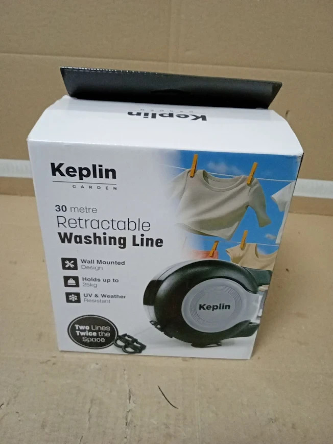 Keplin Retractable Washing Line 30m Heavy Duty Dual Clothesline Automatic