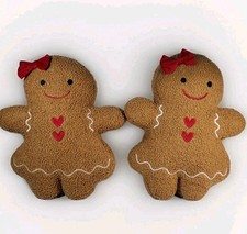 2 GINGERBREAD GIRL 12" PLUSH Decorative Pillow Christmas