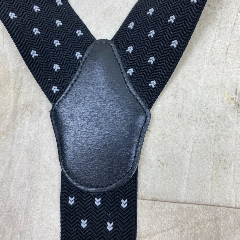 BRETELLES En Cuir Noir À Pois De St Michael Vintage Pour Hommes - Photo 3/4