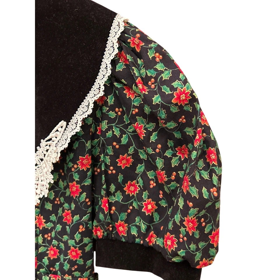 Vestido Floral Vintage Emily West Navidad Terciopelo Yugo Encaje Pradera Cottagecore Foto 3 de 4