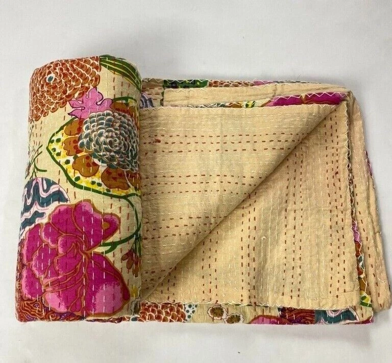 Schöne Kantha Quilt Indische Überwurf Handarbeit Bettwäsche Decke Baumwolle... - Bild 2 von 4