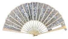 Antique Folding Silk With Painted Flowers Fan
