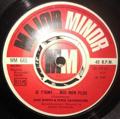 Jane Birkin - Je T'aime...Moi Non Plus - Used Vinyl Record 7 - G12170z