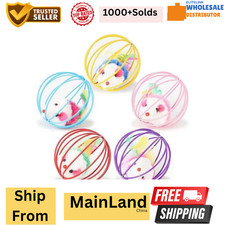 Colorful Cat Spring Balls with Interactive Caged Rats for Endless Fun 1pc