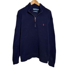 Vintage Polo Ralph Lauren Sweater Men XXL Blue Long Sleeve 1/4 Zip Old Money
