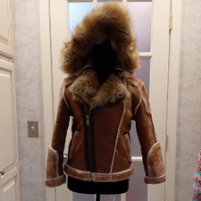 "Jordan Craig" NWOT, Perfect Cond. Brown Leather Jacket with Fur Trim. Removable