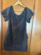 Banana Republic Mini Off Shoulder Dress Womens L Blue Striped Cotton Casual