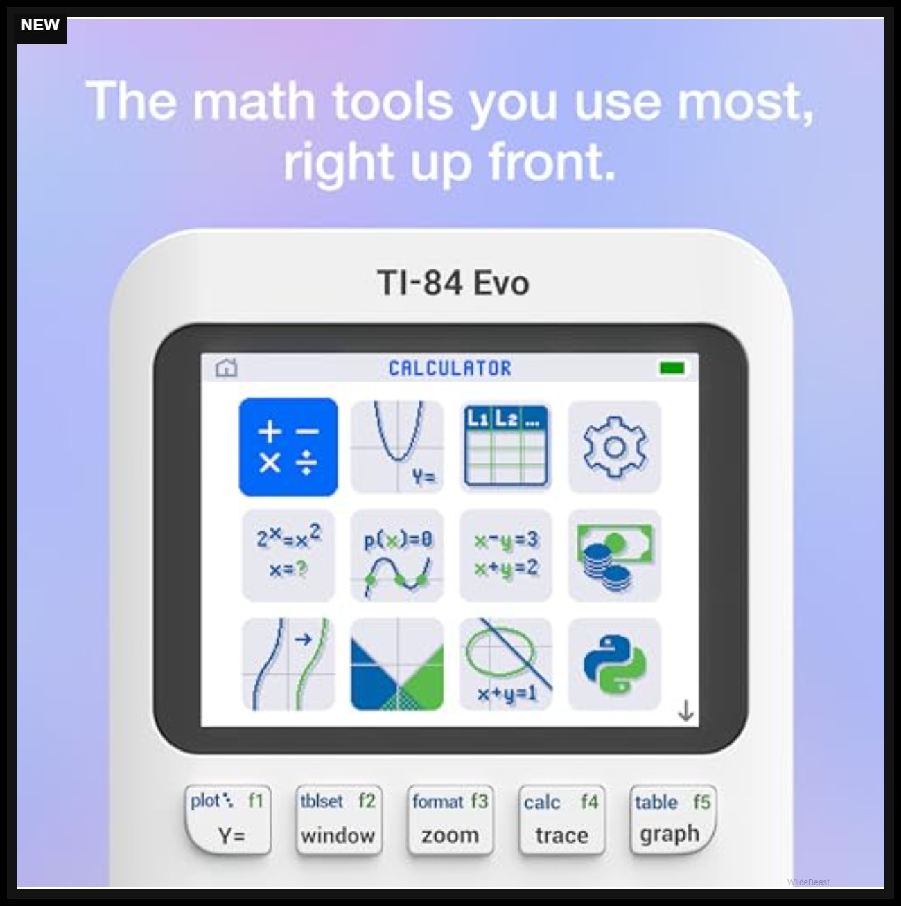 Graphing Calculator 2.8 Inch LCD Battery Powered White Icon Home Screen ...