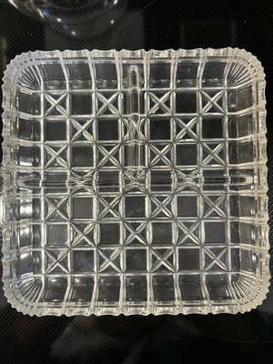 Vintage Indiana Glass Divided Relish Dish 3 Section Square 7.25  Block And Star
