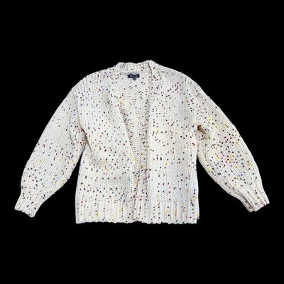 SISTERS Anthropologie Speckled Sweater Plush Cardigan Cream Womens Small