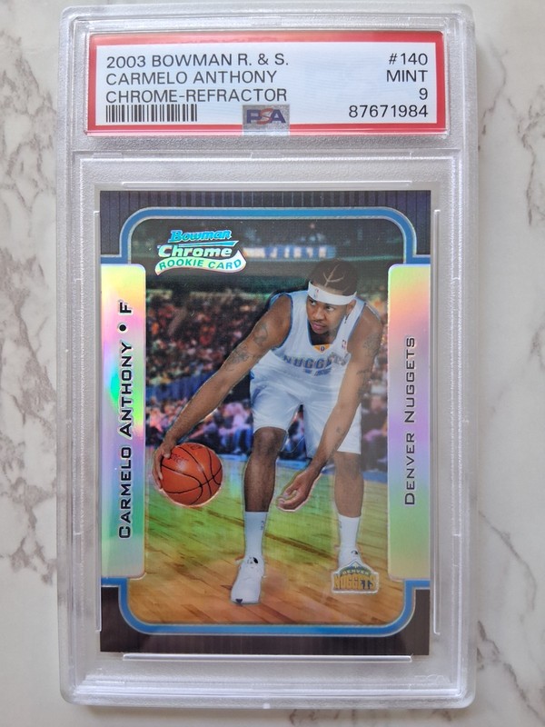2003-04 Bowman Chrome Rookies & Stars - Rookies Carmelo Anthony #140 #/300 PSA9