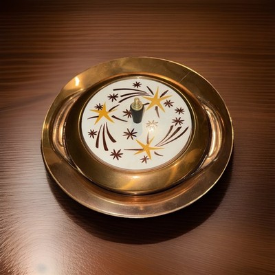 Vintage Pyrex Atomic Starburst / Rare Brass / Copper Casserole