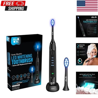 Sonic Electric Toothbrush with Blue + Red LED Light Therapy, Rechargeable Whi...