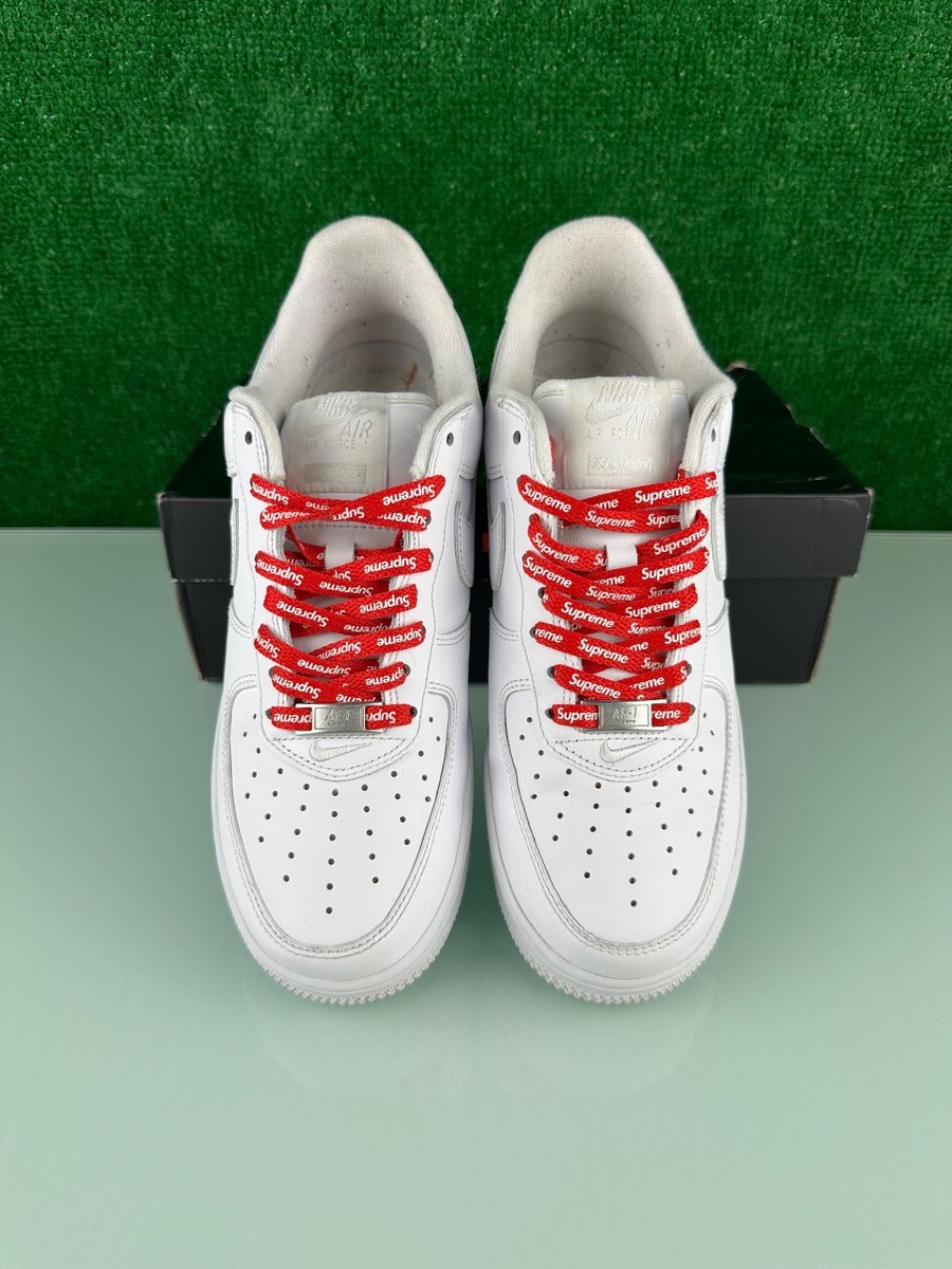 Size 7.5 - Nike Air Force 1 x Supreme Low Box Logo - White (CLEAN