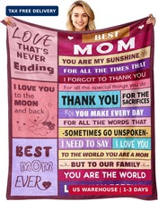 Sruemiul Mothers Day Blanket Gifts for Mom from Daughter Son - Best Mom Ever G