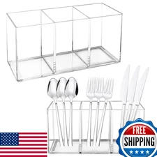 Rainmae 2-Pk Acrylic Cutlery Utensil Organizer Holder for Drawer & Countertop