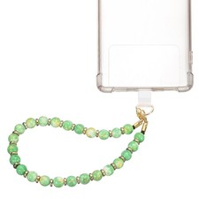 Marble Beaded Phone Wrist Strap, Cellphone Lanyard with Tether Tab, Green
