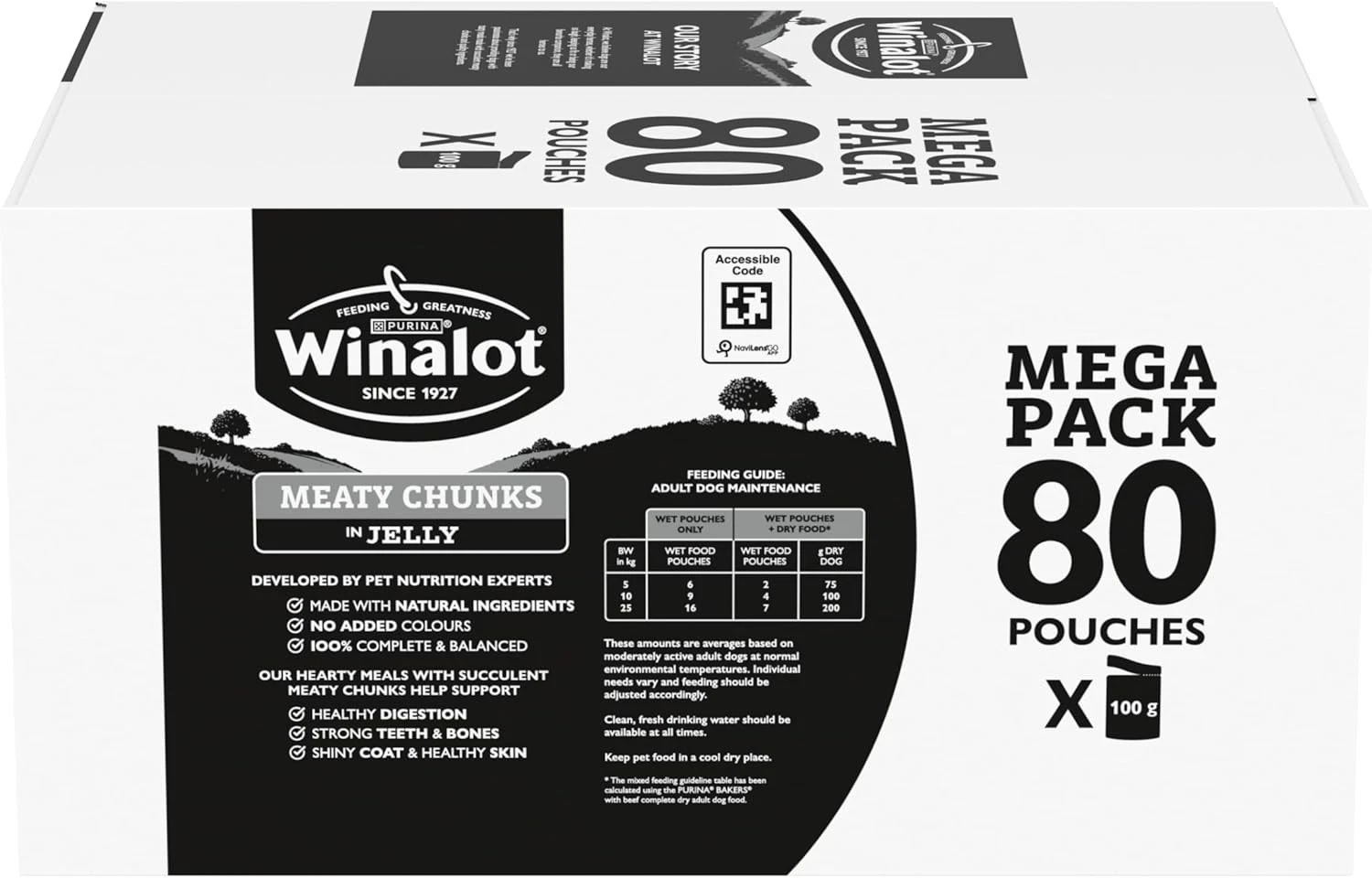 WINALOT Meaty Chunks Adult Wet Dog Food Mixed Jelly Beef Chicken Lamb 80x100g UK