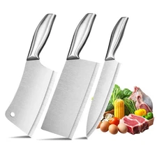 Stainless Steel Meat Cleaver Vegetable Butcher Knife Sharp Chef’s Kitchen Knife