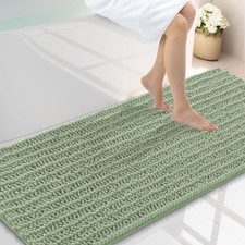 Smiry 59x24 Sage Green Chenille Bath Rug Mat, Extra Soft Absorbent Non-Slip