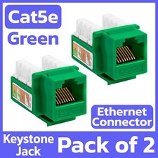 2 Pack Cat5e Keystone Jack Green Ethernet Jack Network Connector RJ45 Coupler