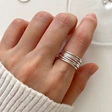 Women's Fashion Minimalist Line Ring Adjustable Opening Copper Ring