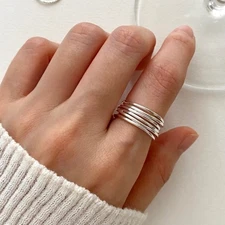 Women's Fashion Minimalist Line Ring Adjustable Opening Copper Ring