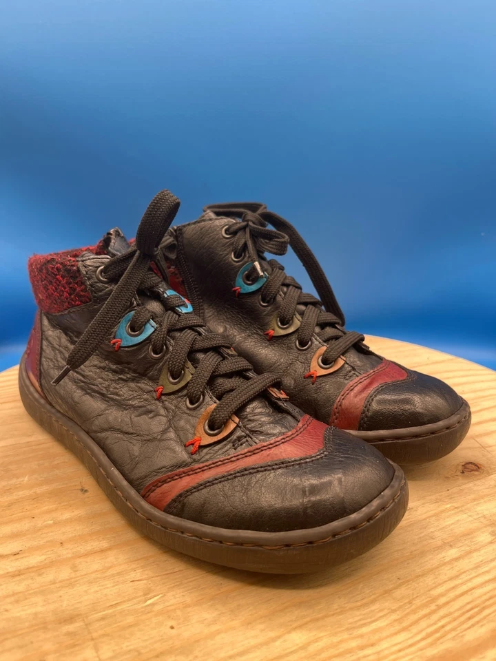 Zapatilla de Rieker Botines Para Hombre Talla 8-8.5/EU41 Negro Rojo Cuero Tejido Puño Foto 3 de 4