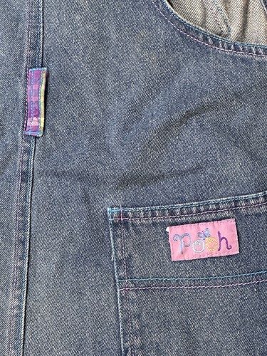 90s VTG Winnie the Pooh Denim Overalls Shortalls Youth Size 12 - Picture 5 of 7