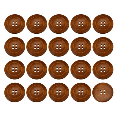 50Pcs Wooden Buttons 35mm 4 Hole Round Wood Sewing Button Craft Coffee