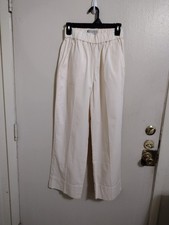 Everlane Women's Med Yellow Pullon Wide Leg Elastic Waist 98% Organic Cotton EUC