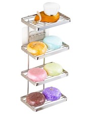 4 Tier Shower Shampoo Soap Holder, Shower Wall Soap Dish Holder, Shampoo Bar ...
