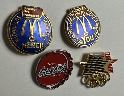 Collectible Pins McDonald s Coca Cola Olympics Vintage Lot LA 1984 Advertising 