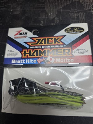 evergreen zman jack hammer 3/8oz custom bladed bass jig bhite delight