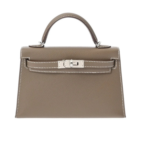 Hermes Mini Kelly2 2Way 729214 Handbag Epsom Leather Silver #WB033