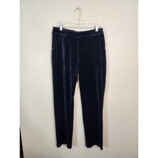 Chico's Zenergy Size M Black Slim Pant Velour Cotton Blend Elastic Waist NEW