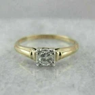 2.10 Ct White Diamond Art Deco Antique Vintage Wedding Ring 14K Yellow Gold FN