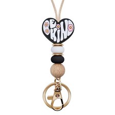 Be Kind Teacher Lanyard ID Badge and Key Holder Cute Silicone Beads Lanyards ...
