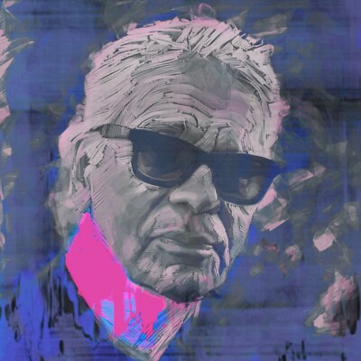 Hommage Motiv Karl Lagerfeld 100x100 Acrylglas Loft/Pop Art/XXL Bild/Street Art