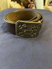 Women  s Gap Faux Leather Brown Belt Size Large Metal Buckle. PT 3