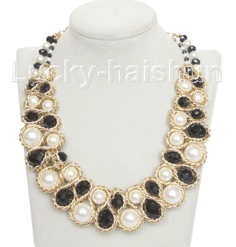 Black Crystal Yellow Gold Filled Fashion Necklaces & Pendants
