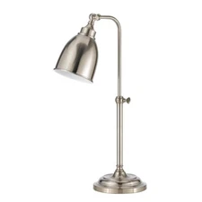 26 Nickel Metal Adjustable Table Lamp With Nickel Dome Shade