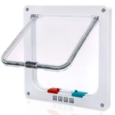 4 Way Pet Door Cat Puppy Dog Magnetic Lock Lockable Safe Flap Door Frame ABS