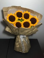 Crochet Sunflower flower bouquet, home decor,Gift for Mom Wife Her Anniversary