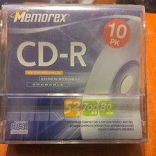 Memorex CD-R, 52x 700MB, 80 Min, 10 Pack Blank Cds - Music Photos NEW & SEALED!