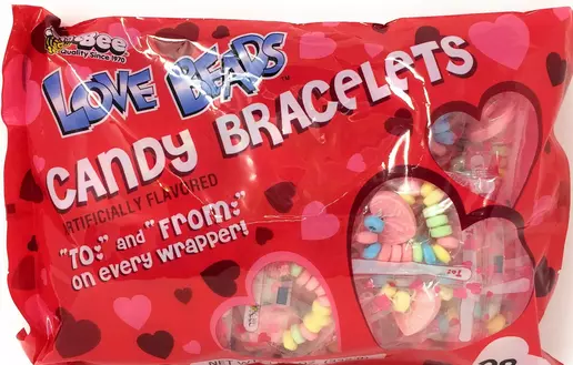 Bee Candy Bracelets, Love Beads, Packaged Candy