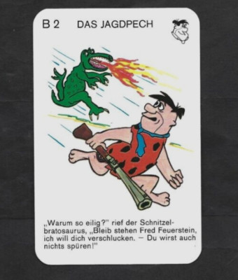 1967 German Hanna-Barbera The FLINTSTONES #B2 Fred Chased By A Dinosaur Card NM