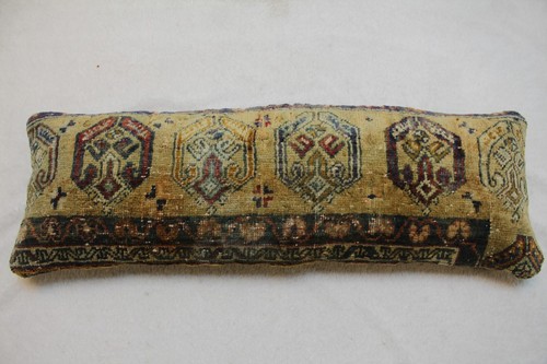Ethnic Design Rug Pillow, Organic Wool Rug Pillow, Handmade Rug Pillow, 12x36 - Picture 7 of 11