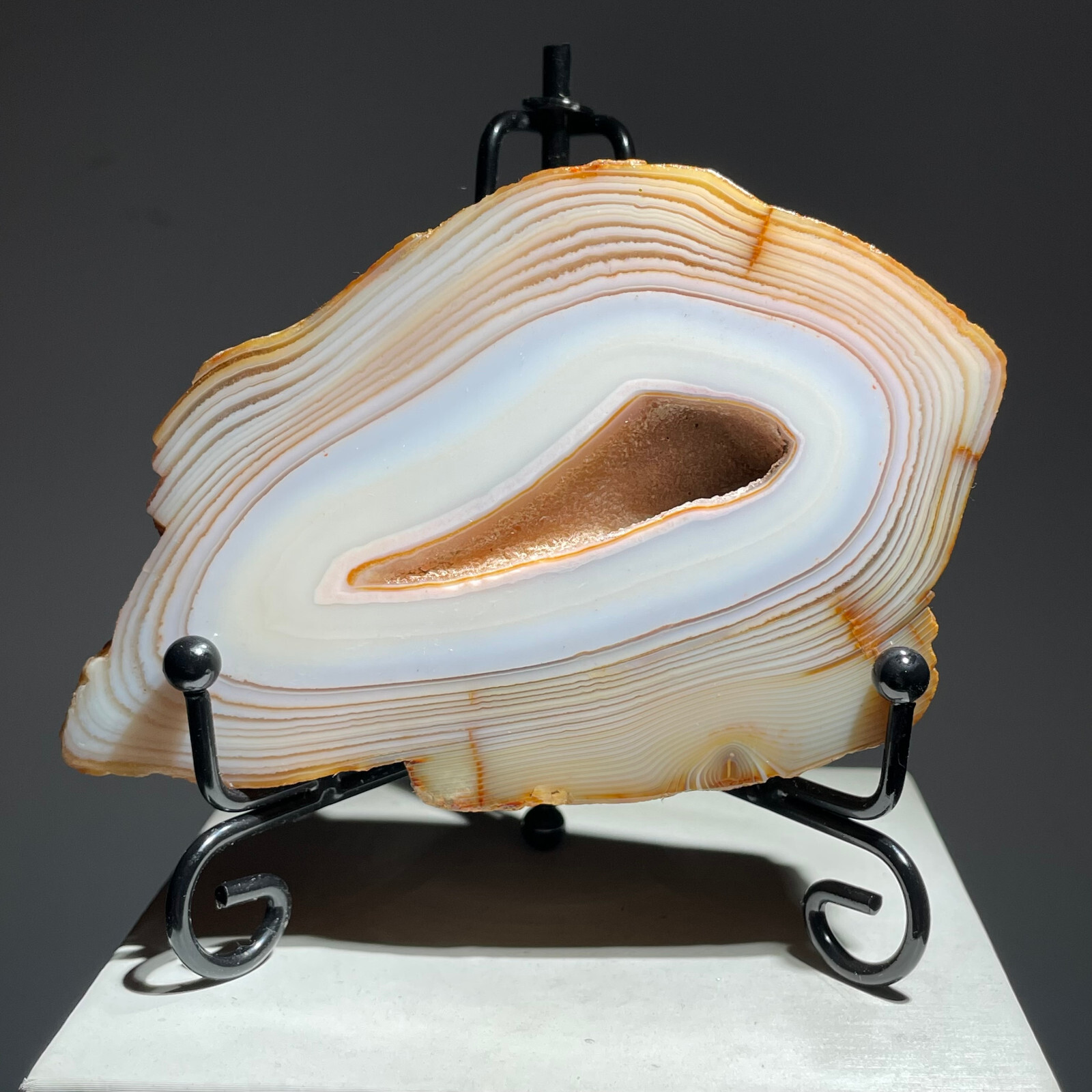 70g Natural Striped Agate Slice Raw Hand-Cut Quartz Crystal Mineral Specimen