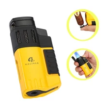 Galiner Cigar Lighter punch 4 Torch Jet Flame Yellow Plastic Refillable Gas Gift